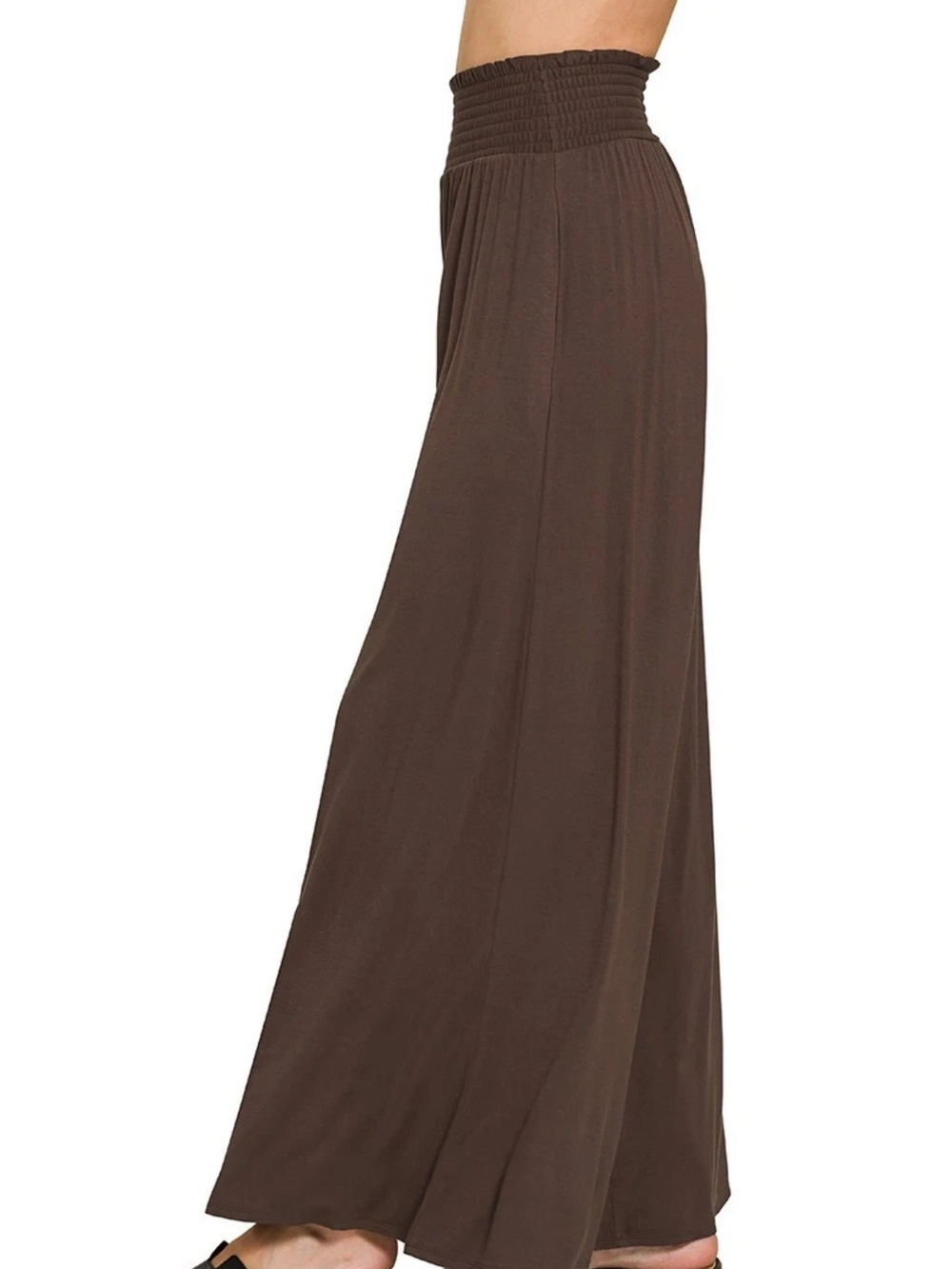 2 Piece Zenana Outfit Dark Brown Palazzo Pants and Teal Tank - Picture 8 of 9